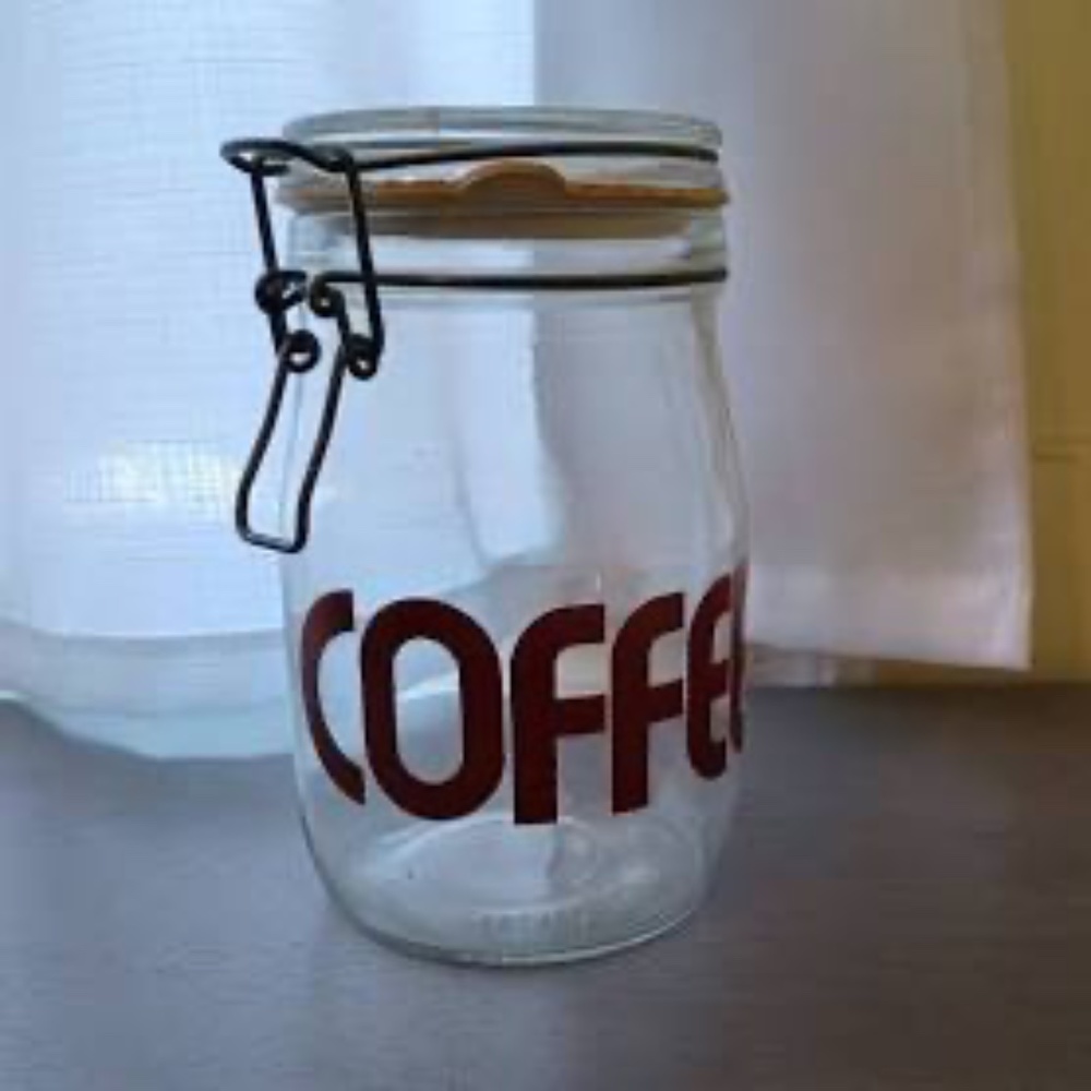 Vintage Carlton Glass Coffee Canister Jar, with wire bail lid.